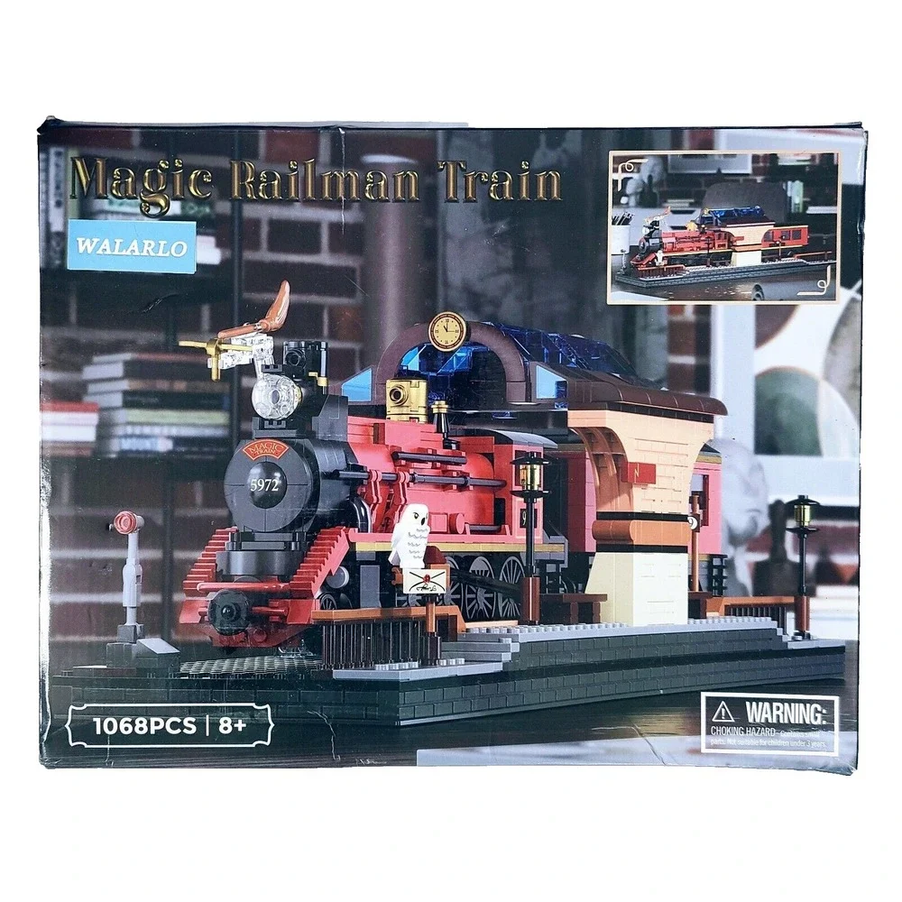 WALARLO 2 in 1 Harry Train & Bookshelf Building Set, Ideal Collectible 1068pc